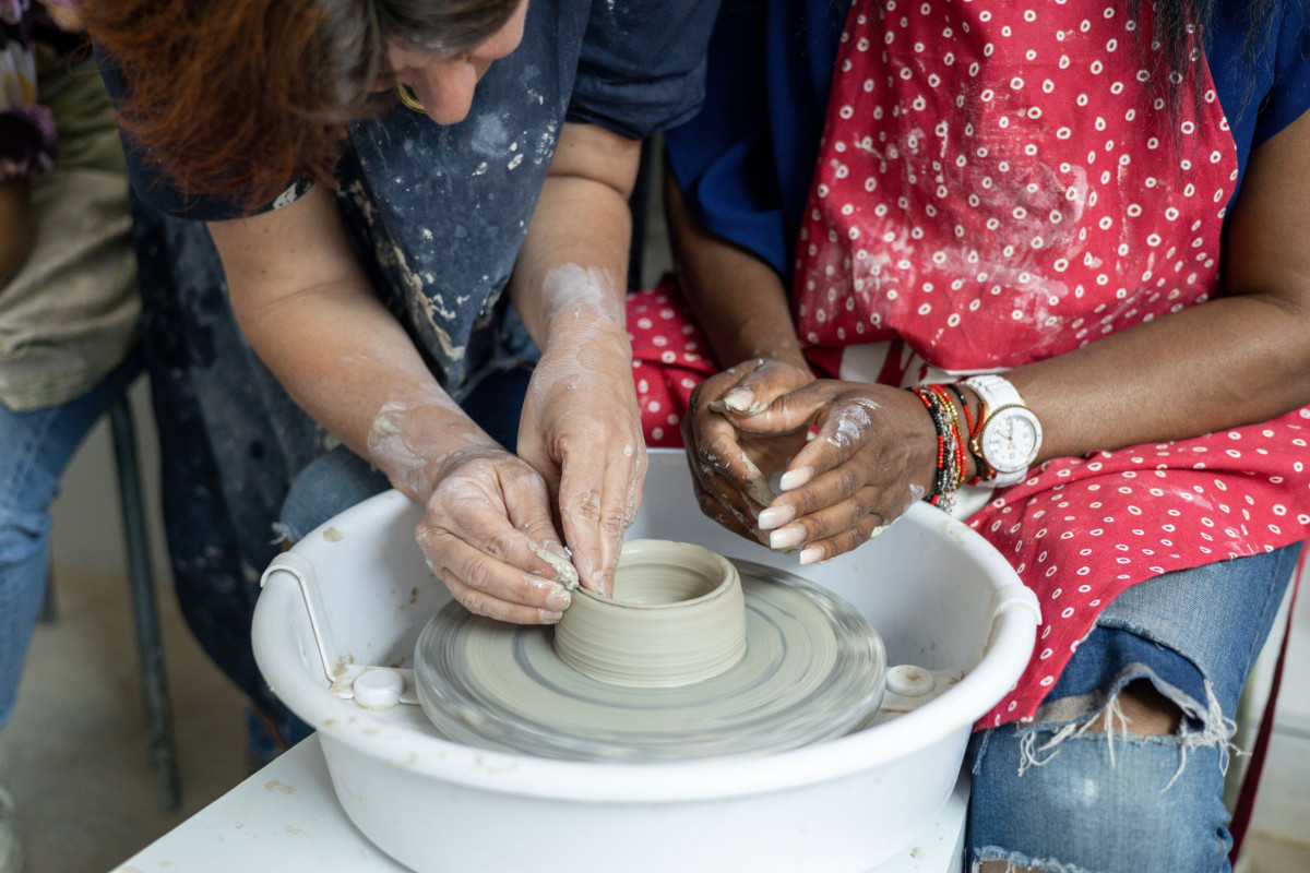 Shape your first creation on the potter's wheel