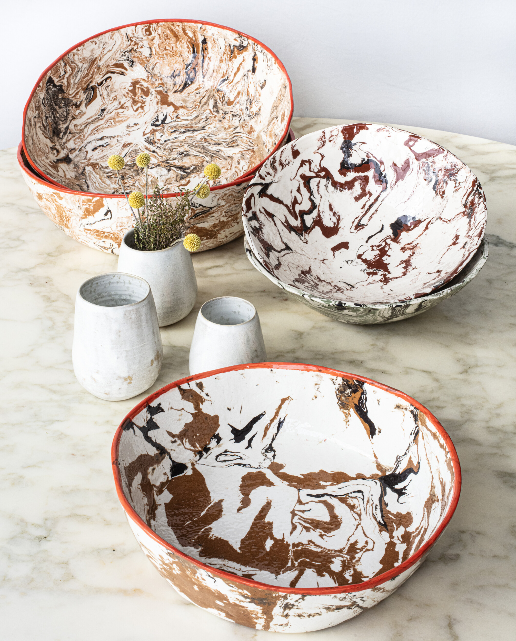 Réalisez votre saladier ou deux bols en terre mélée