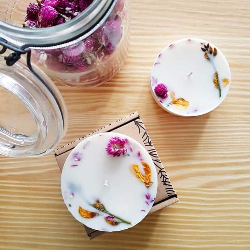 Fabriquez votre bougie fleurie vegan