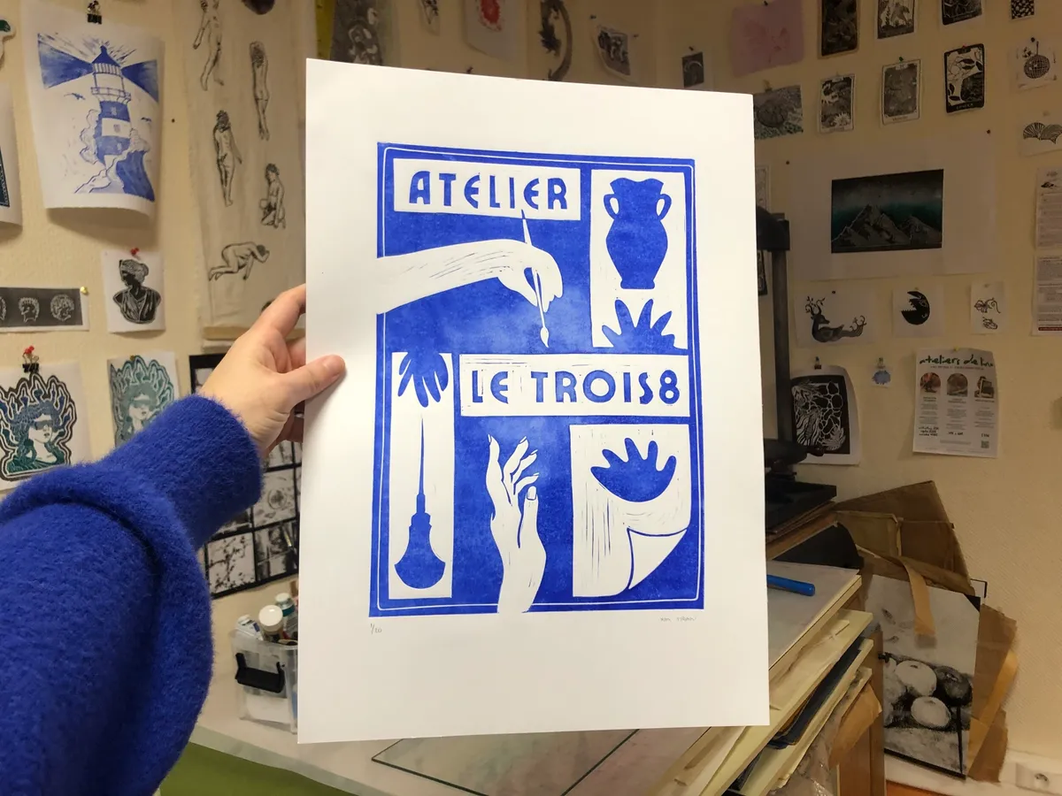 Réalisez une affiche en linogravure en groupe
