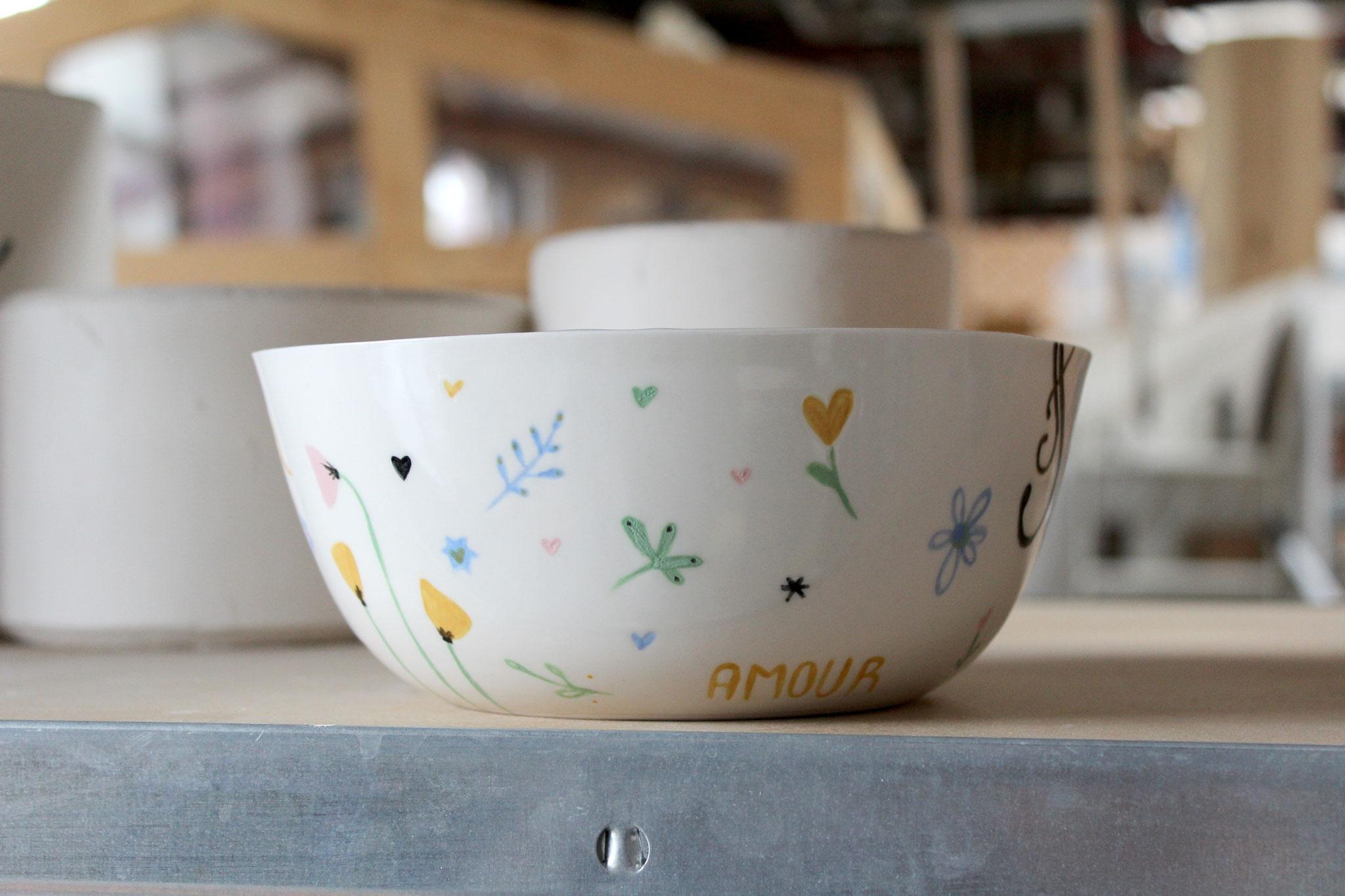 Décorez votre saladier ou tasse en porcelaine