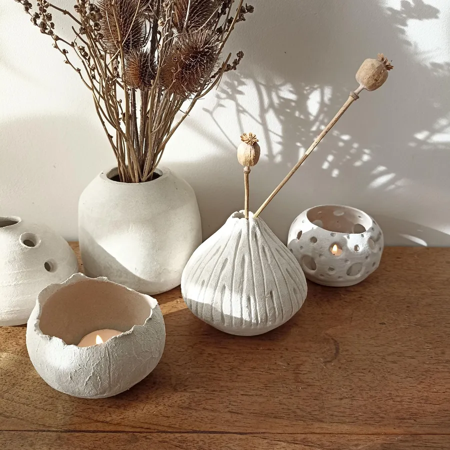 Modelez votre duo photophore et soliflore en béton avec Justine - Image n°1 - Wecandoo