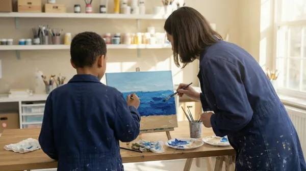 Réalisez votre peinture au couteau avec votre enfant